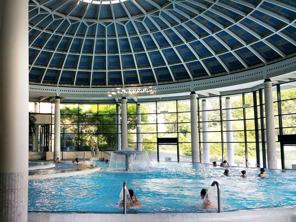 The Baths of Caracalla in Baden-Baden are an indoor/outdoor wonderland of steamy pools, waterfalls, hot springs, cold pools and saunas. Only sauna-goers are naked; bathers are clothed, making this a more accessible experience for travelers.
