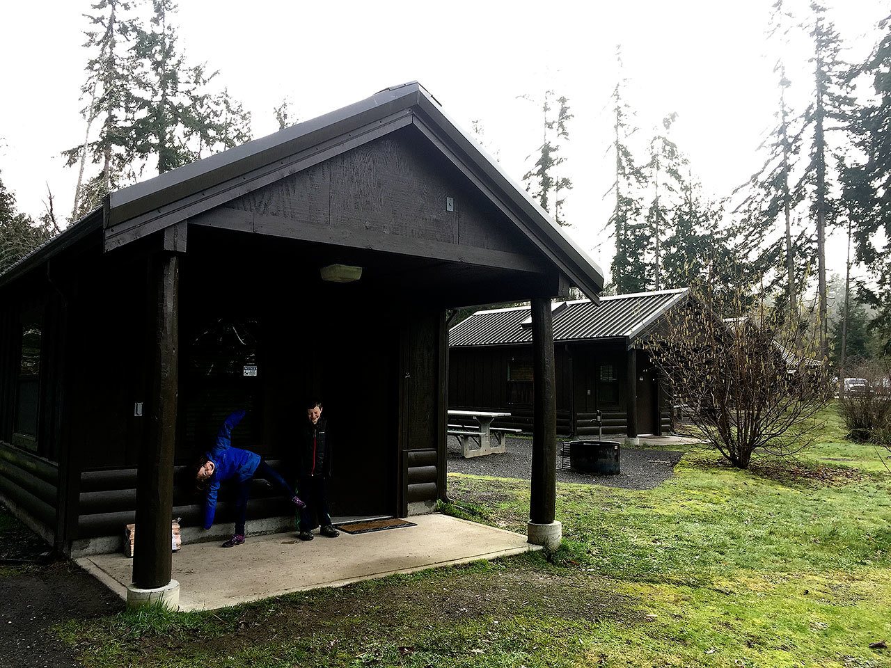 Photos by Aaron Swaney                                Kitsap Memorial State Park offers four cabins for campers to stay overnight at the 58-acre park with 1,800 feet of saltwater shoreline and sweeping views of Hood Canal. Grace and Teddy Swaney camped for a weekend this month at the state park.                                Kitsap Memorial State Park offers four cabins for campers to stay overnight at the 58-acre park with 1,800 feet of saltwater shoreline and sweeping views of Hood Canal. Grace and Charlie Swaney camped for a weekend this month at the state park. (Aaron Swaney / The Herald)