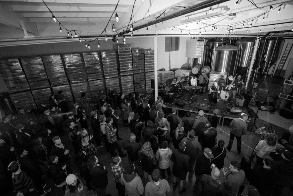 Everett&rsquo;s TELLERS performs the Fisherman&rsquo;s Village Music Festival lineup announcement party Friday, Feb. 10, at the Scuttlebutt Brewery and Taproom in Everett. (Photo by Christine Mitchell)
