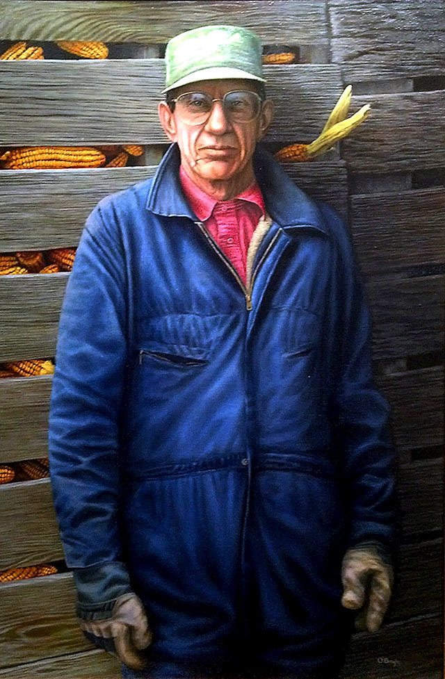 Jeffrey O’Boyle’s portrait of “Robert E. Carter” is displayed through April in the lobby of the Robert Drewel Building on the Snohomish County campus in Everett.
