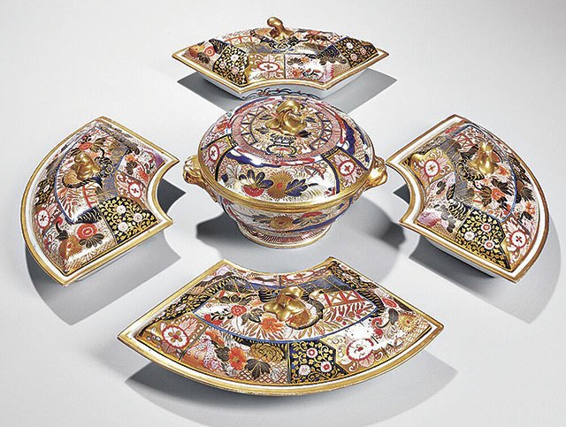 This set, called a supper set, sold at a Skinner sale in Boston for $923. It was made by Coalport about 1860.