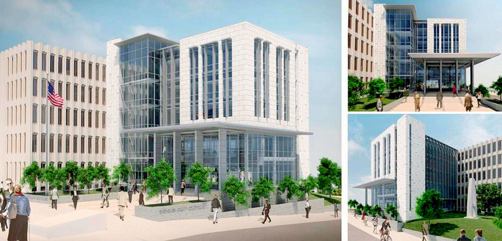 Drawings show a planned addition to the Snohomish County courthouse. (Heery International)
