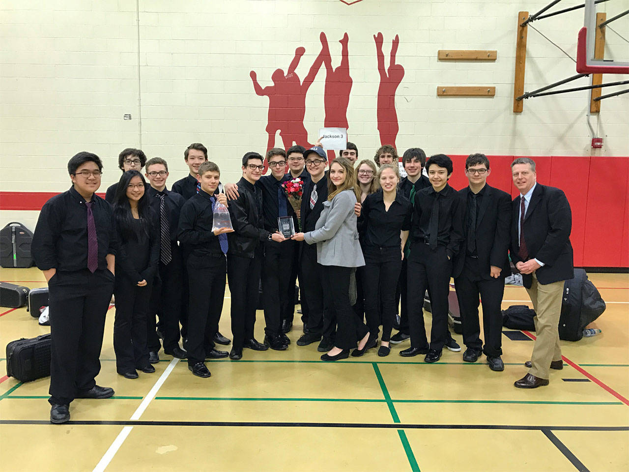 Jackson High School’s Jazz Band 3 took top honors at the Newport Jazz Festival, held March 11 at Newport High School in Bellevue. (Contributed photo)