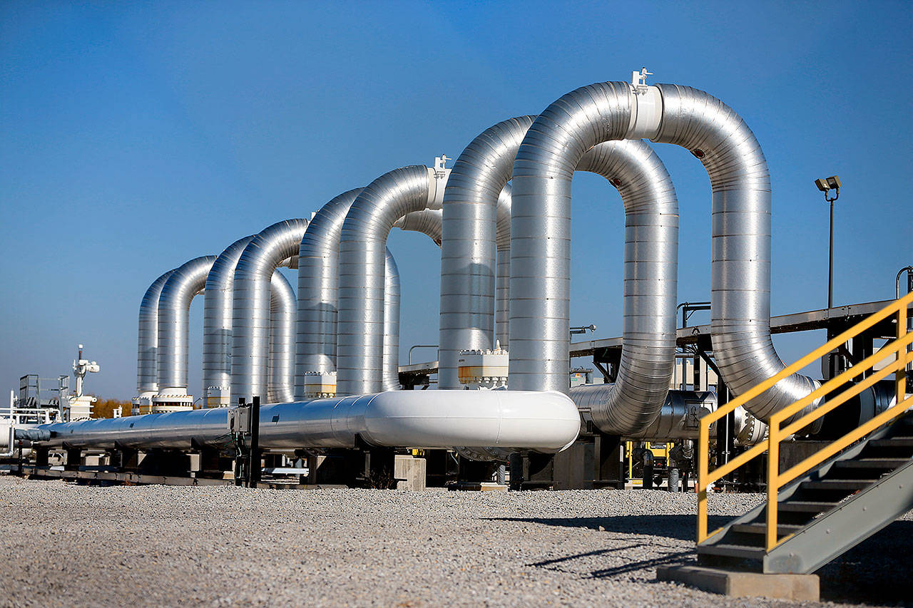 The Keystone Steele City pumping station, to which the planned Keystone XL pipeline is to connect in Steele City, Nebraska. (AP Photo/Nati Harnik, File)