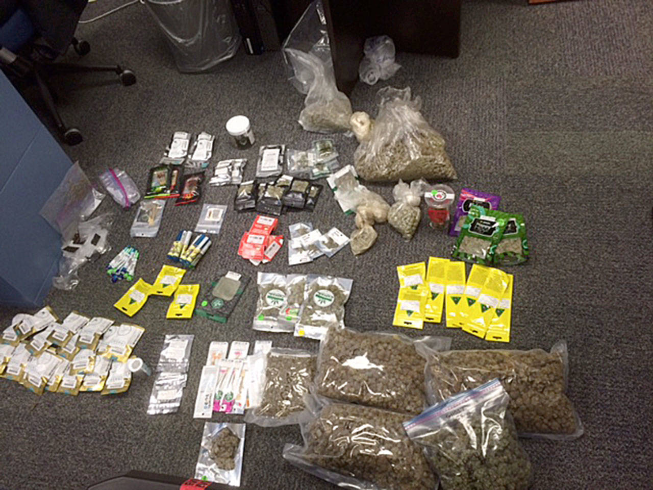 A search warrant served in Monroe on Thursday yielded about 10 pounds of reportedly stolen marijuana. (North Snohomish County property crimes unit)