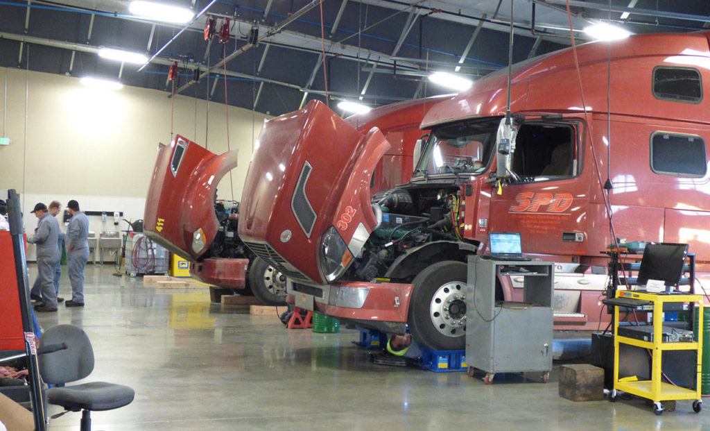 The shop at Smokey Point Distributing in Arlington now allows trucks and trailers to be parked indoors, an improvement over the last terminal for the company. (Contributed photo)
