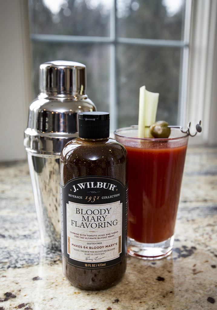 Each bottle of J. Wilbur Food’s bloody mary flavoring makes 64 drinks. (Ian Terry / The Herald)
