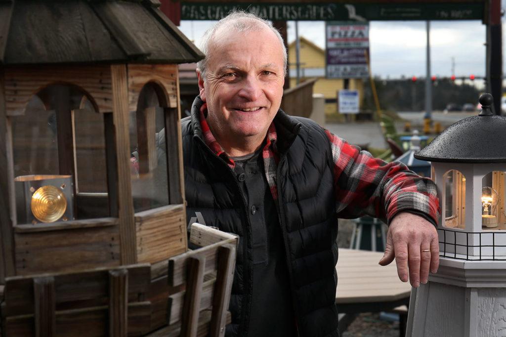 Tom Pentecost owns and operates Amish Country Originals in Snohomish offering furniture and structures available for DIY or assembled. (Kevin Clark / The Herald)
