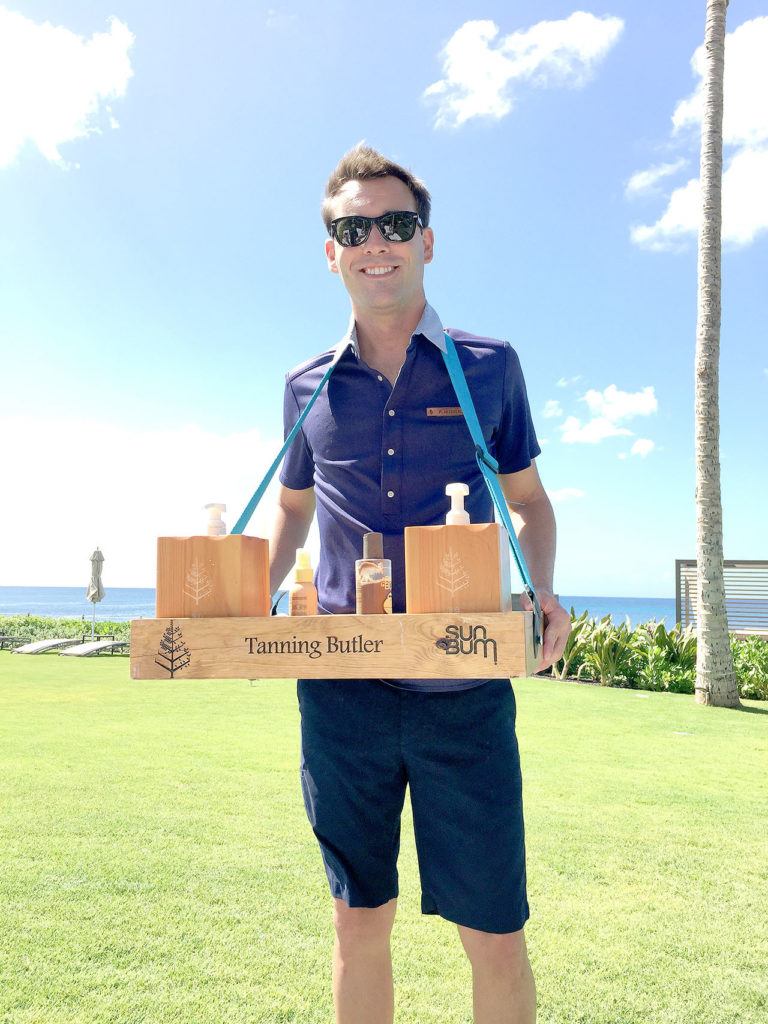 A ‘tanning butler’ visits poolside with all sorts of guest amenities, including cocktails. (Courtey photo / Four Seasons Oahu at Ko Olina)
