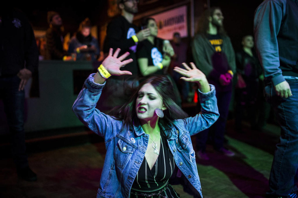 Kylie dances at Tony V’s. (Ian Terry / The Herald)
