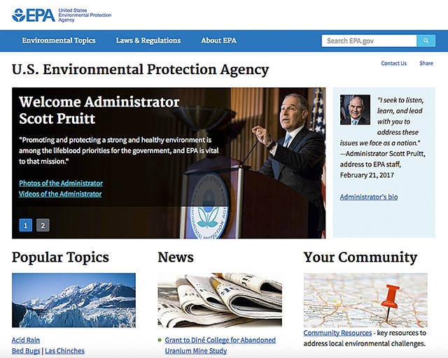 The EPA has started to remove Obama-era information