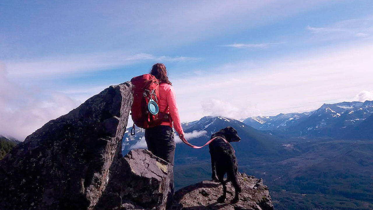 Rebecca Boehm has done about 15 hikes since December, often with her dad, Brian, and dog, Mylie. (Photo by Brian Boehm)