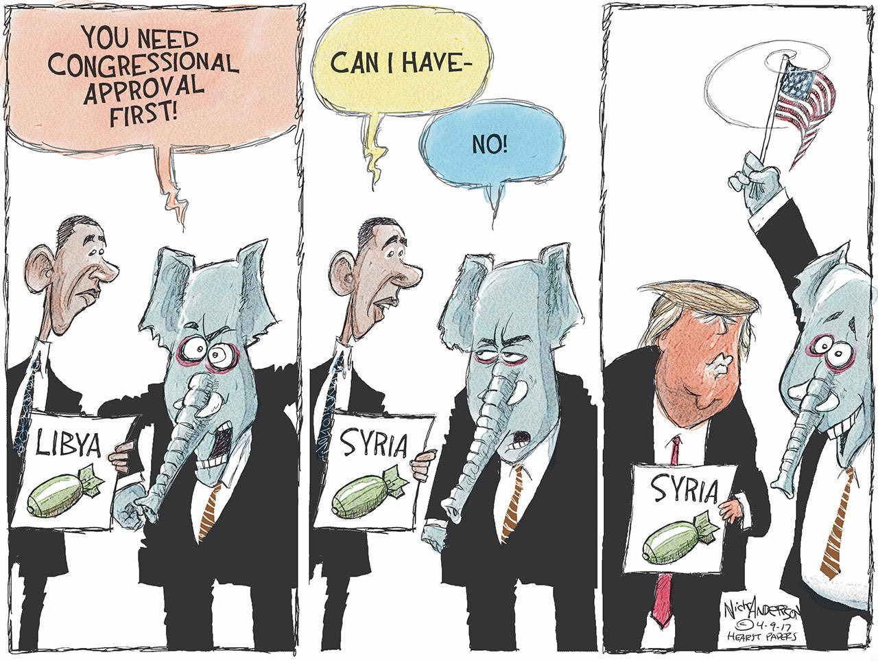 Editorial cartoons for Tuesday, April 11