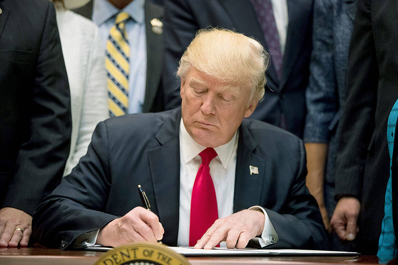 President Donald Trump at the White House in Washington on Wednesday. (AP Photo/Andrew Harnik)