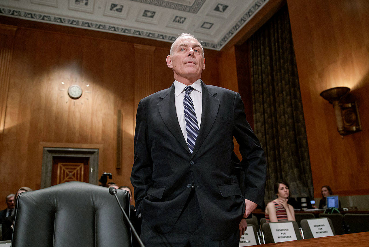 Homeland Security Secretary John Kelly appears before the Senate Homeland Security and Governmental Affairs Committee to discuss the border security agenda, on Capitol Hill in Washington on Wednesday. (AP Photo/J. Scott Applewhite)