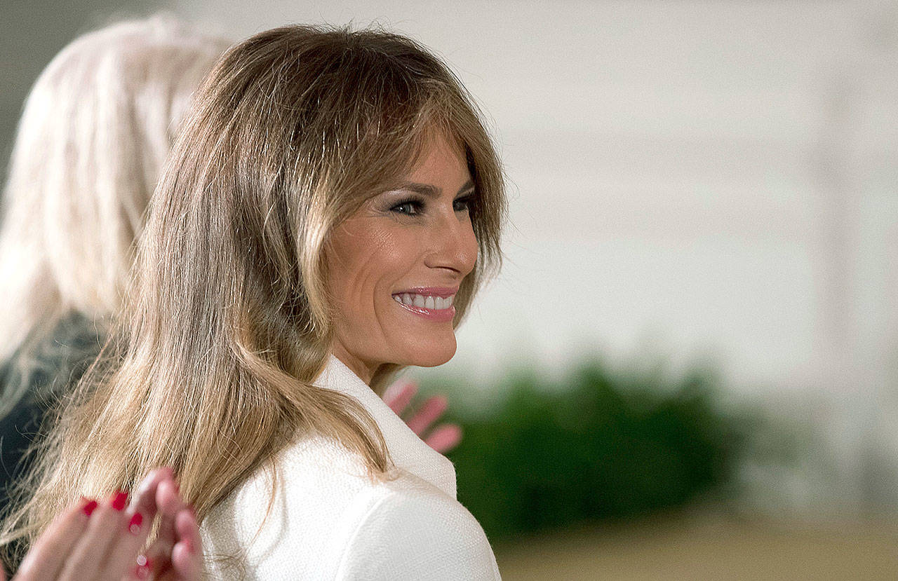 First lady Melania Trump in the East Room of the White House in Washington on March 29. (AP Photo/Andrew Harnik, File)