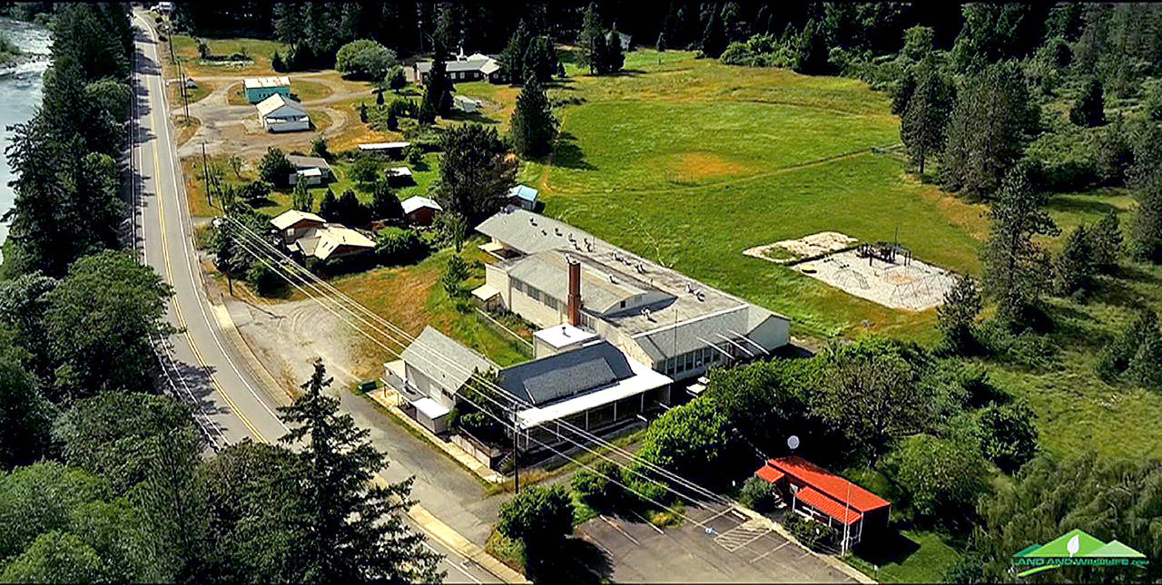 This undated aerial photo taken from a drone video shows Tiller, Oregon. (Nick Swartzendruber/LandandWildlife.com via AP)