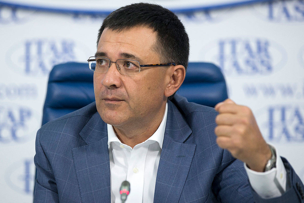 Valery Seleznev, a prominent Russian lawmaker and the father of Roman Seleznev, who was convicted of hacking into U.S. businesses to steal credit card data. (AP Photo/Alexander Zemlianichenko, File)