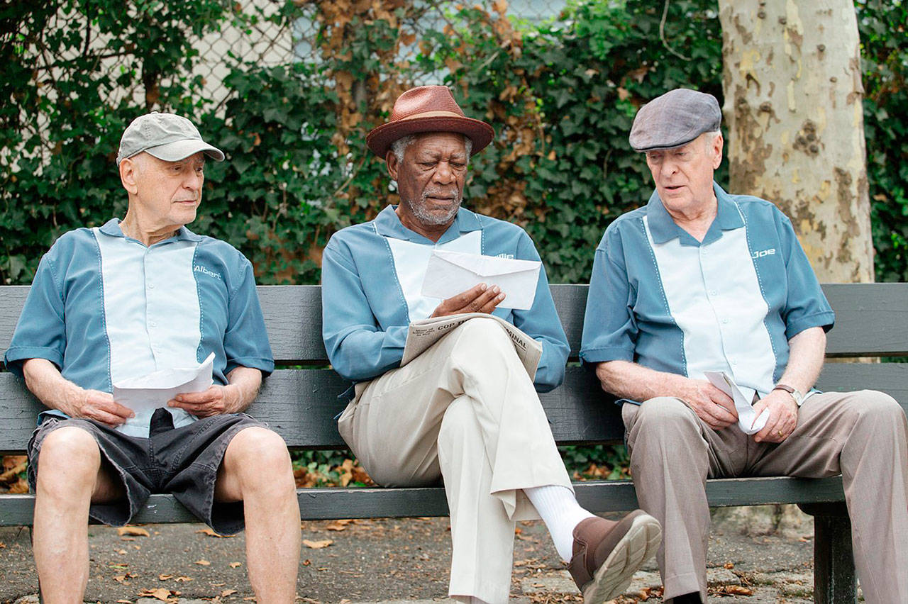 Morgan Freeman, Alan Arkin, and Michael Caine play retirees who decide to take revenge when their former employer loots their pensions in “Going in Style.” (Warner Bros. Entertainment)