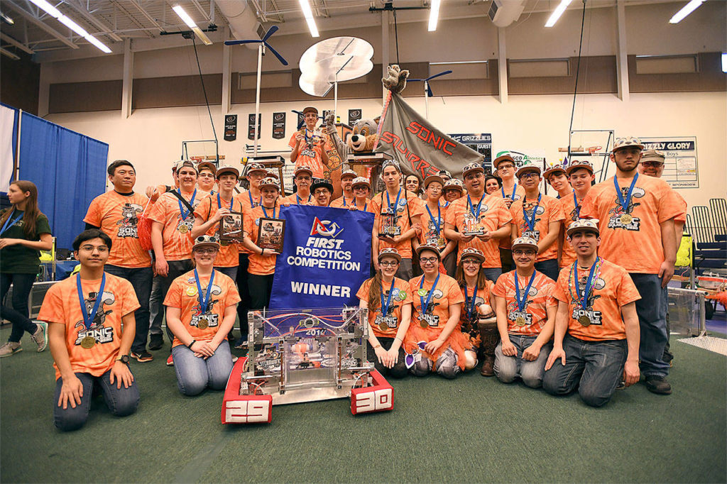 The Glacier Peak High School Sonic Squirrels competed at the FIRST Robotics Competition world championship, held April 19-22 in Houston, Texas. (Contributed photo)
