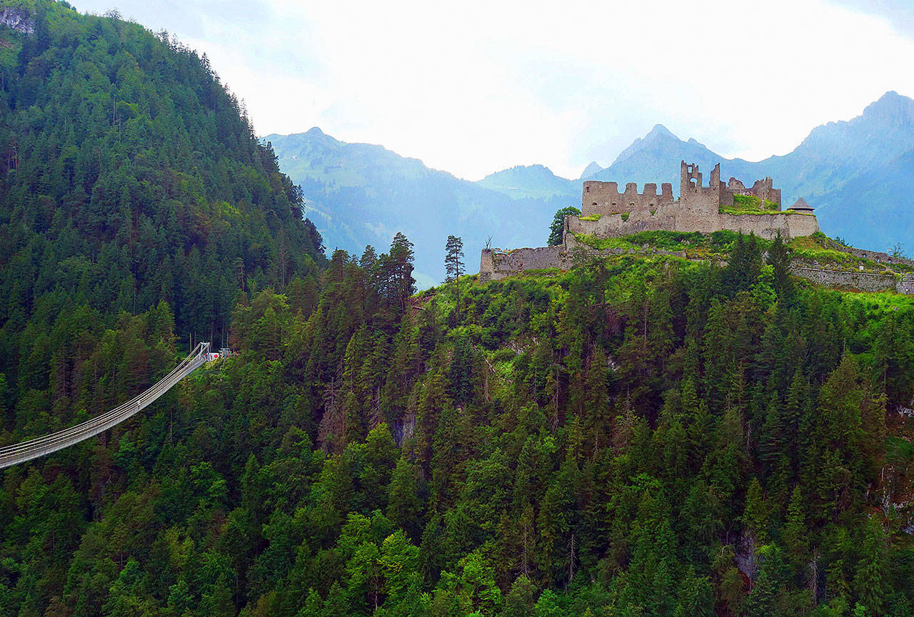 At the Ehrenberg Castle ensemble in Austria, a new suspension bridge lets adventurous travelers wobble 300 feet above what was once a major ancient Roman trade route. (Rick Steves’ Europe)