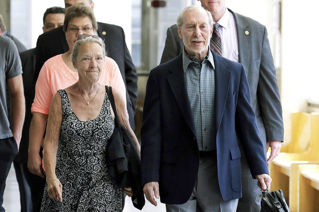 Julie Patz and Stan Patz, the mother and father of Etan Patz, arrive at Manhattan Supreme Court in New York on Tuesday, April 18, for the sentencing of Pedro Hernandez, the man convicted of killing 6-year-old Etan Patz, one of America’s most notorious missing-child cases. (AP Photo/Richard Drew)
