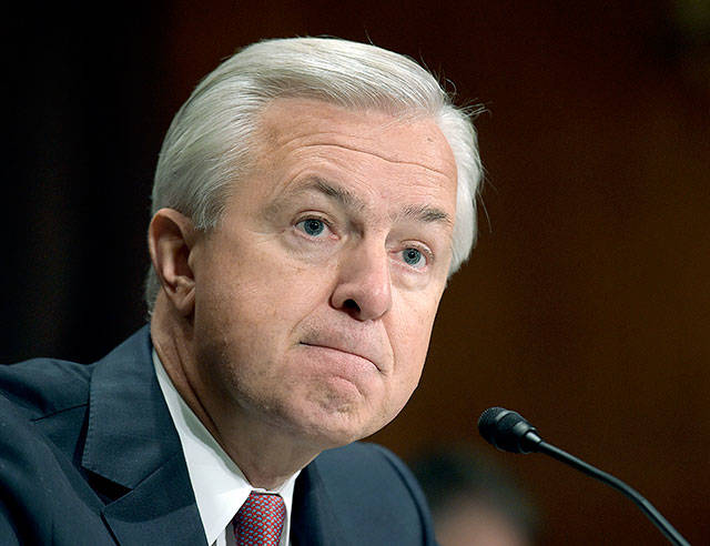 Wells Fargo then-CEO John Stumpf testifies on Capitol Hill in Washington before the Senate Banking Committee last year. (AP Photo/Susan Walsh, File)