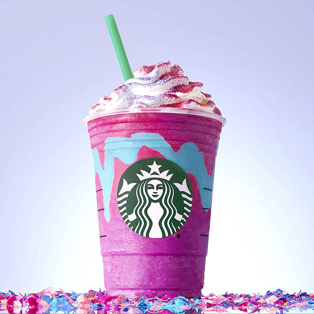 This photo shows the “Unicorn Frappuccino” made by Starbucks. (Starbucks via AP)
