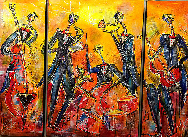 Arts of Snohomish shows new works by Elizabeth Henderson, including “Musicians.”