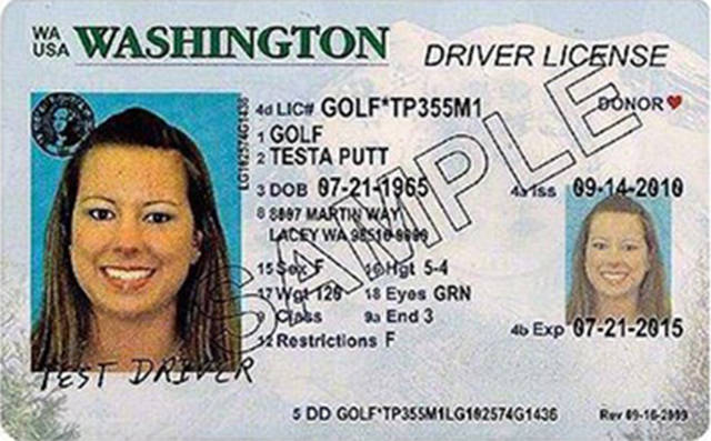 Sample of security-enhanced ID. (Washington State Department of Licensing)