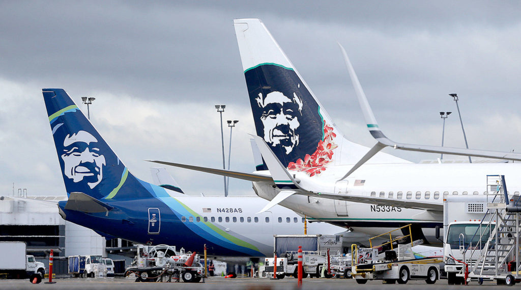 Alaska Airlines planes at Seattle-Tacoma International Airport. (AP Photo/Ted S. Warren, File) 
