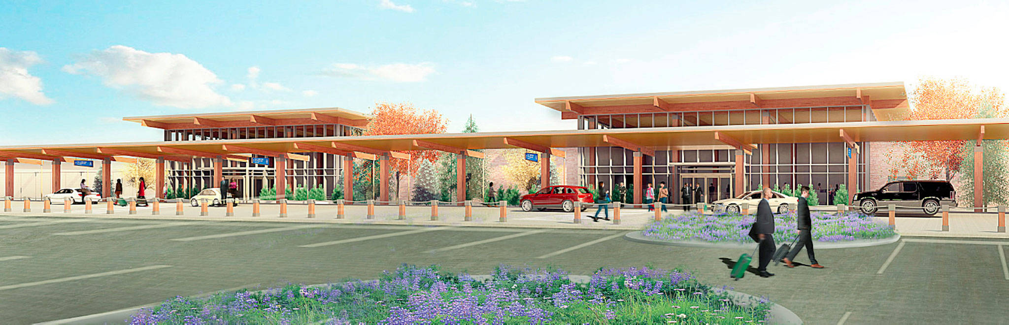 An artist’s rendering of the planned passenger terminal at Paine Field in Everett. (Propeller Airports)