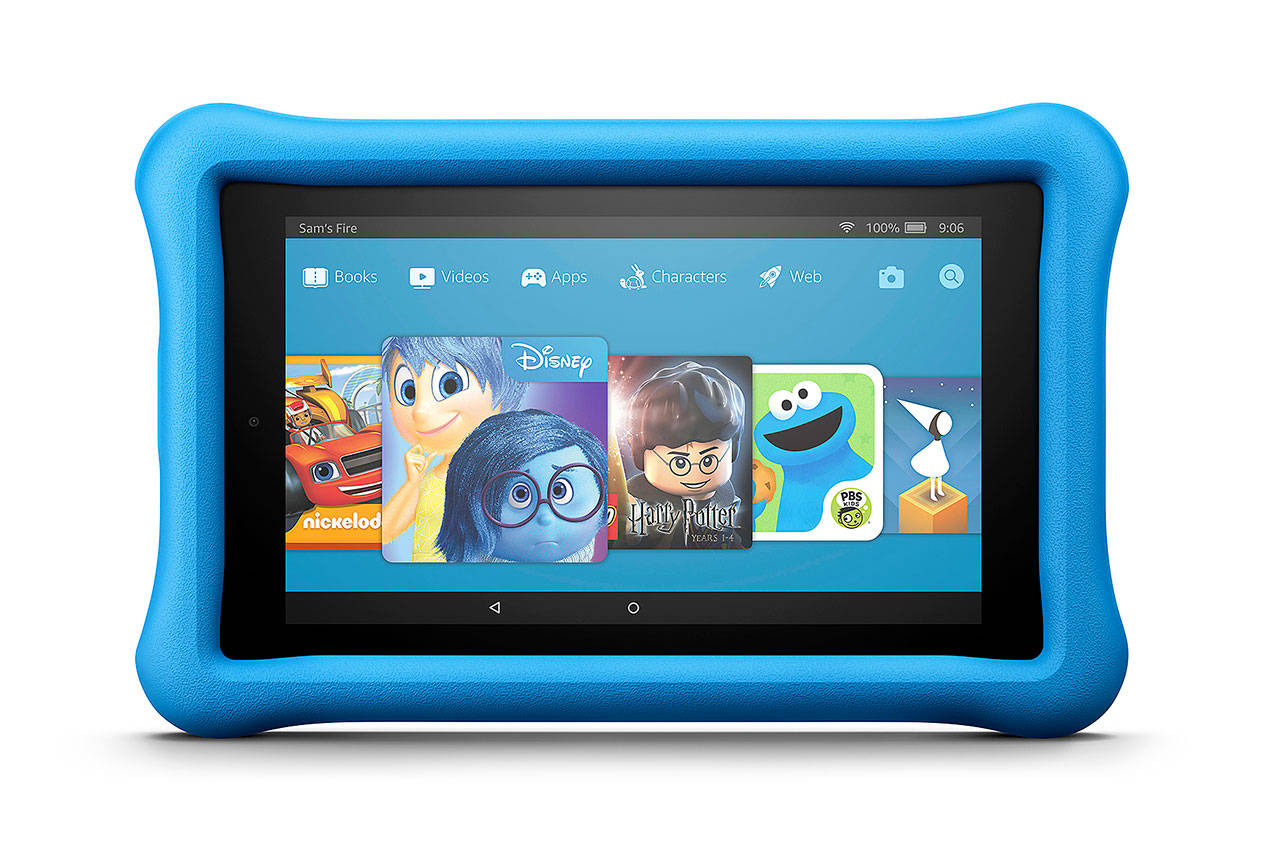 The kid’s version of the Fire 7 tablet. Amazon has found a niche in the tablet market with lower-cost models, while Apple, Samsung and Microsoft chase professionals with higher-end devices. (Amazon via AP)
