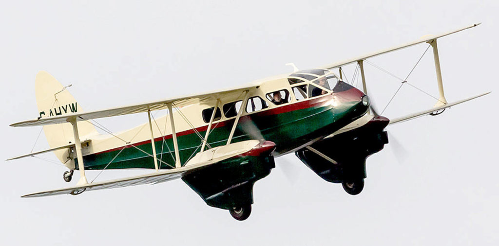 The Historic Flight Foundation’s de Havilland Dragon Rapide is still in flying condition despite being more than 70 years old. The recently-acquired airplane is scheduled to be extensively restored this summer in British Columbia and then returned to Paine Field. (Historic Flight Foundation)
