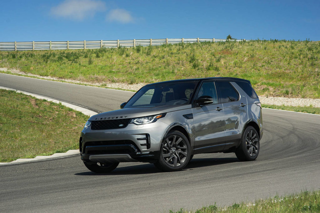 The 2017 Land Rover Discovery HSE Luxury takes on the curves at The Ridge Motorsports Park’s track during Mudfest, hosted by the Northwest Automotive Press Association. (Josh Mackey / NWAPA)
