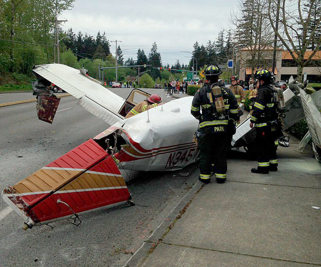 A small plane crashed Tuesday along Mukilteo Speedway. (Mukilteo Police Department)
