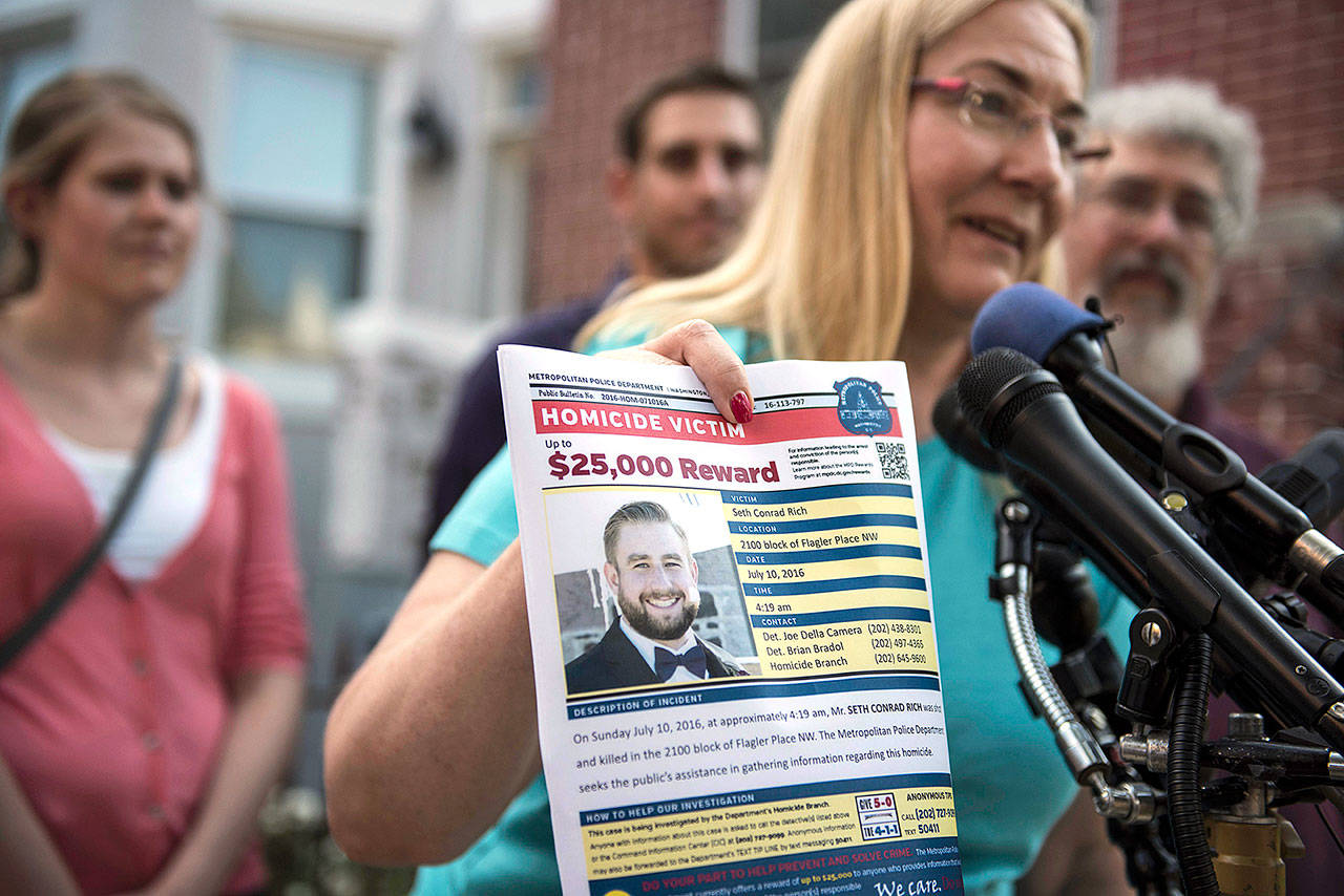 Mary Rich, the mother of slain Democratic National Committee staffer Seth Rich, at a news conference in August. (Michael Robinson Chavez / Washington Post)