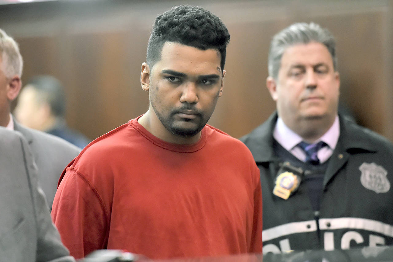 Richard Rojas, of the Bronx, New York, appears during his arraignment in Manhattan Criminal Court in New York on Friday, May 19. Rojas is accused of mowing down a crowd of Times Square pedestrians with his car on Thursday. (R. Umar Abbasi /New York Post via AP, Pool)