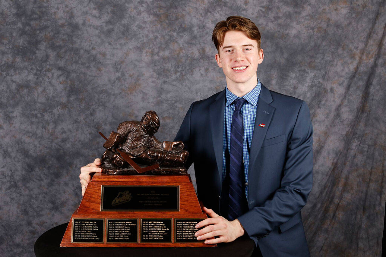 The Silvertips’ Carter Hart is the Western Hockey League’s 2017 Goaltender of the Year. (WHL photo)