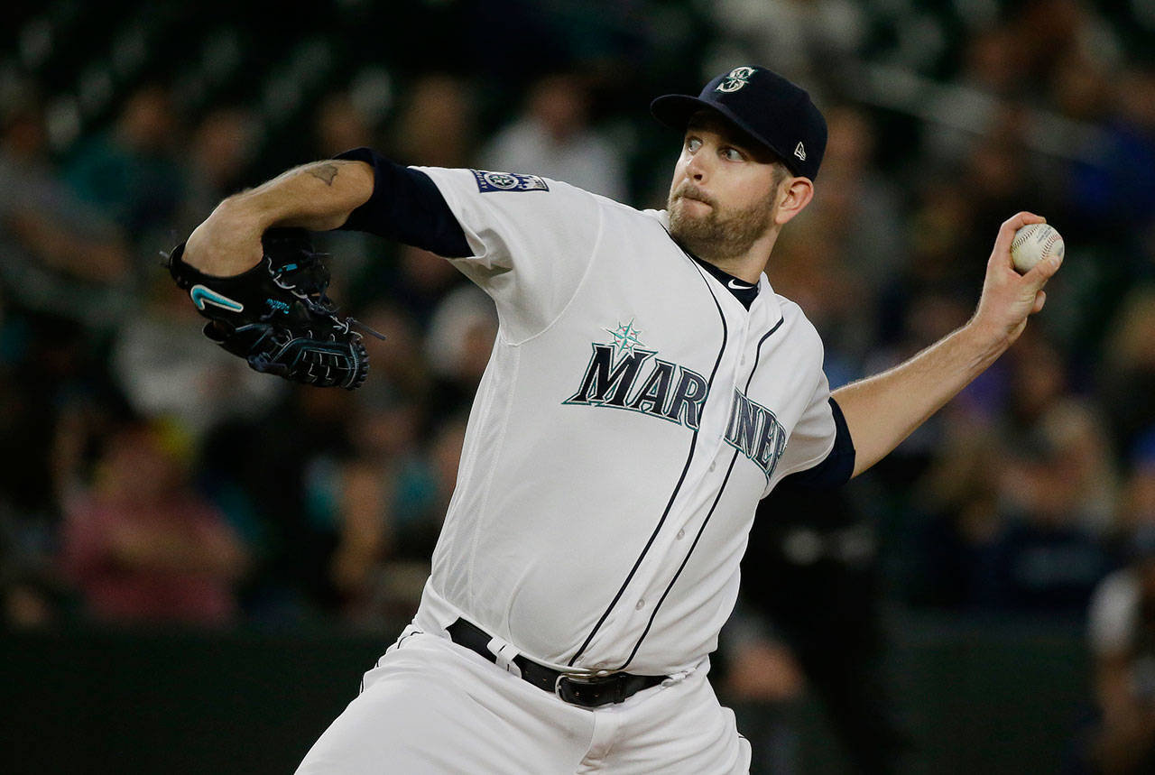Mariners starting pitcher James Paxton throws against the Rockies during the fourth inning of a game May 31, 2017, in Seattle. (AP Photo/Ted S. Warren)