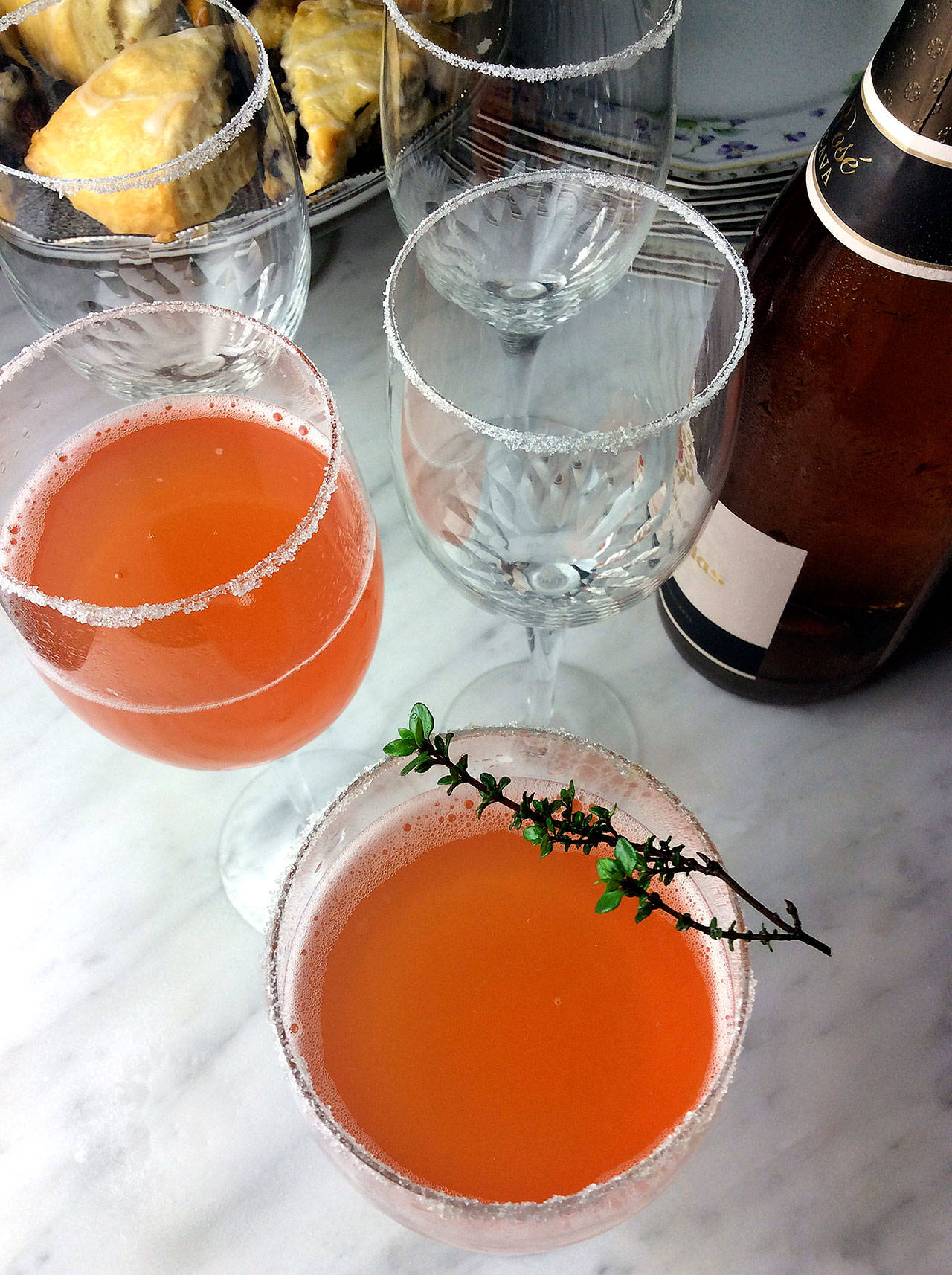 A mimosa made with a sparkling blood orange soft drink instead of orange juice is a flavorful and colorful variation of the classic brunch drink. (Photo by Jan Roberts-Dominguez)