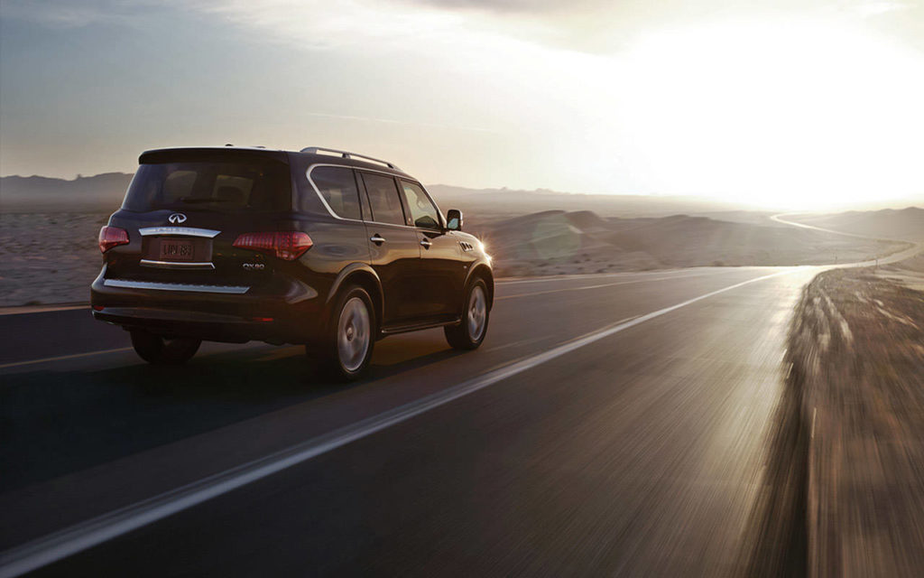 For 2017, the Infiniti QX80 has Wi-Fi capability and trailer sway control as standard equipment, and forward emergency braking with pedestrian detection is a newly available driver assistance feature. (Manufacturer photo)
