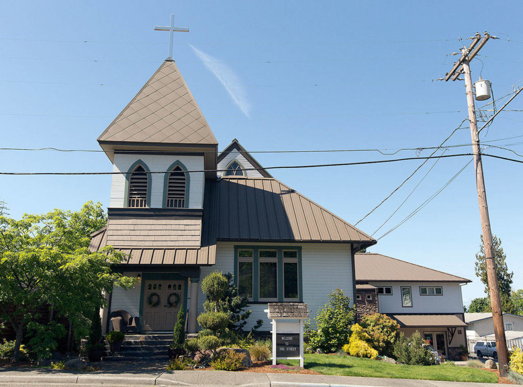 Gayle and Brent Yeadon are selling their home, the former Mukilteo Presbyterian Church, on Third Street in Mukilteo. (Andy Bronson / The Herald)
