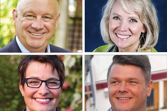 In the running for Everett mayor are (clockwise from top left) Brian Sullivan, Judy Tuohy, Shean Nasin and Cassie Franklin.