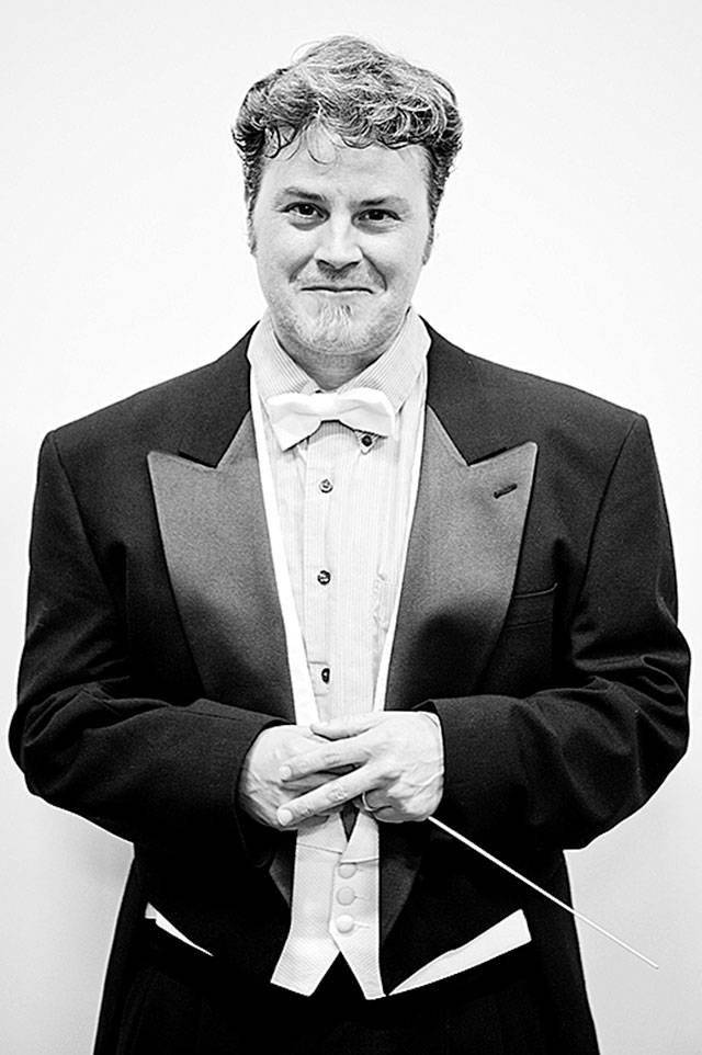 Trevor Lutzenhiser conducts the Mukilteo Community Orchestra.