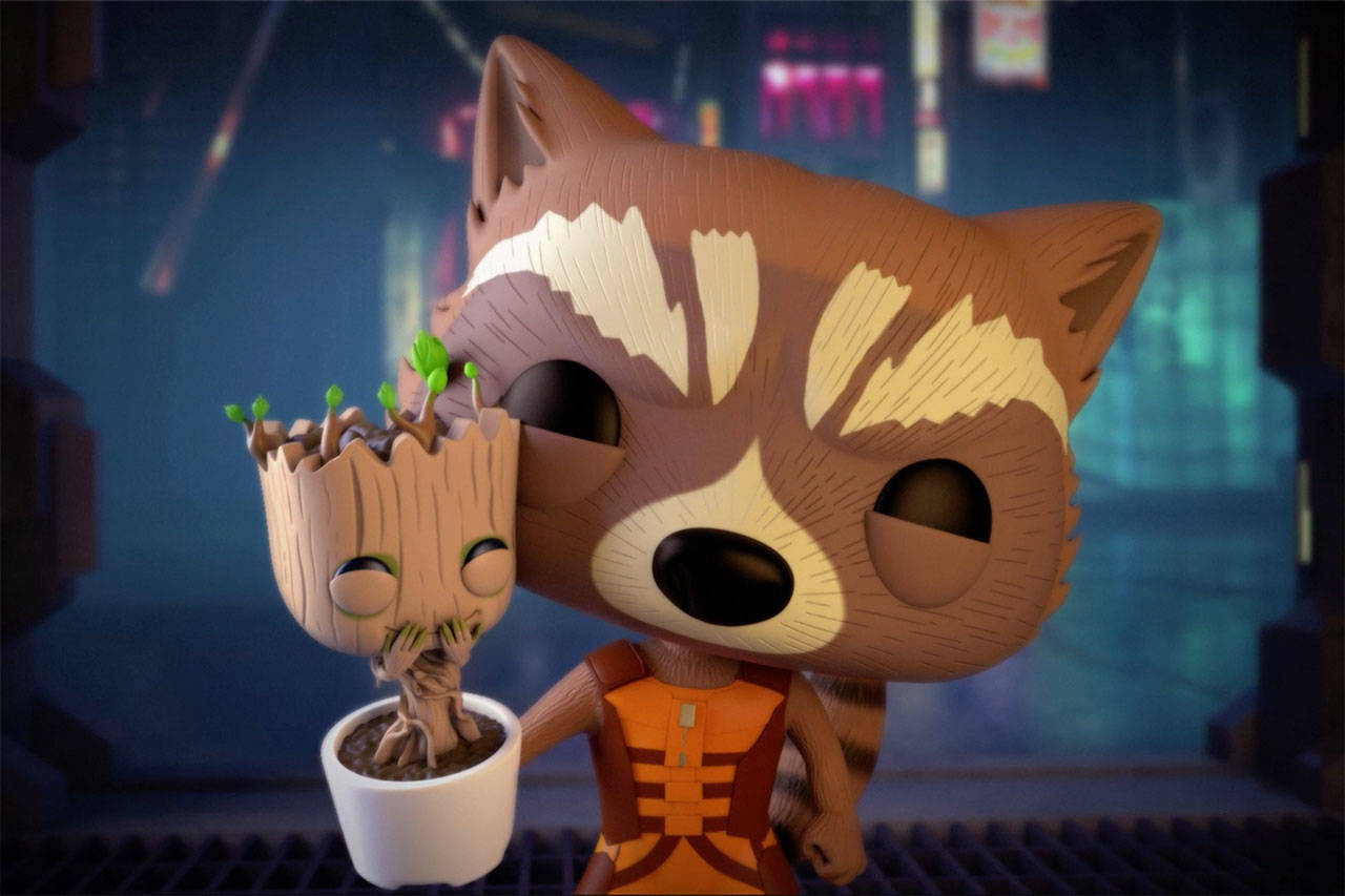 One of the longer, narrative-driven videos included Rocket Raccoon and Baby Groot from “The Guardians of the Galaxy” movie series. (Marvel Entertainment)