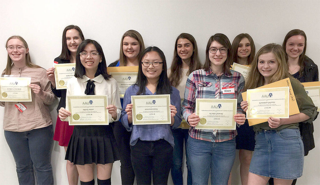 The Edmonds SnoKing branch of AAUW recently recognized high school juniors for their outstanding achievements in science, technology, or math. (Contributed photo)
