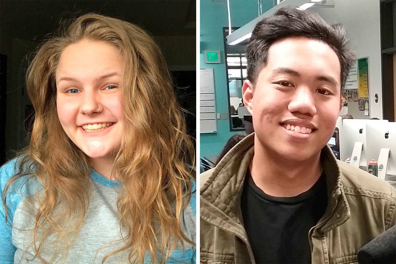 Marysville Getchell High School juniors Sarah Archer and Caedmon Calbero were the winners of the Washington State Library’s Teen Video Challenge. (Contributed photo)