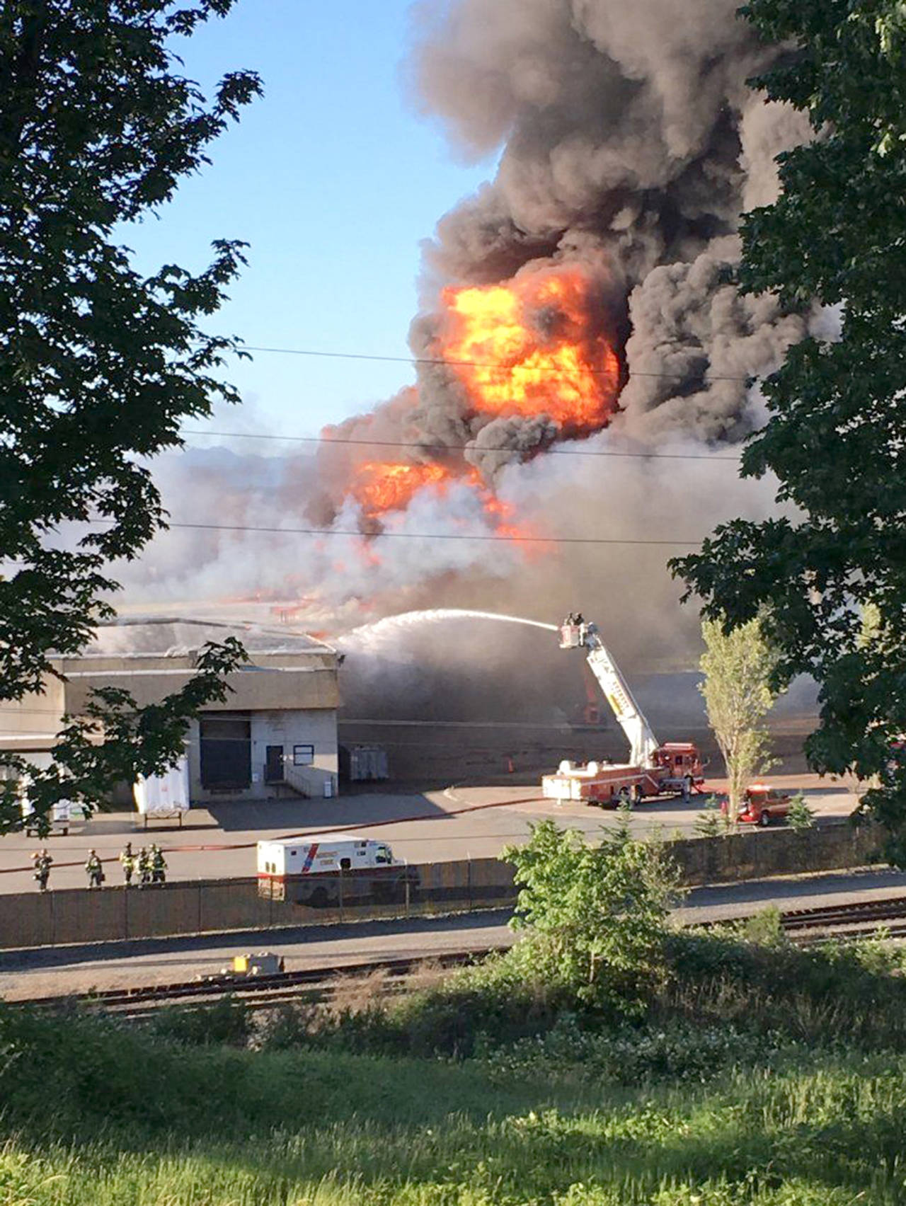 On June 4, 2016, a fire destroyed a riverfront warehouse in Everett. The $10 million in damage prompted a lawsuit. (Vanessa McVay / The Herald)