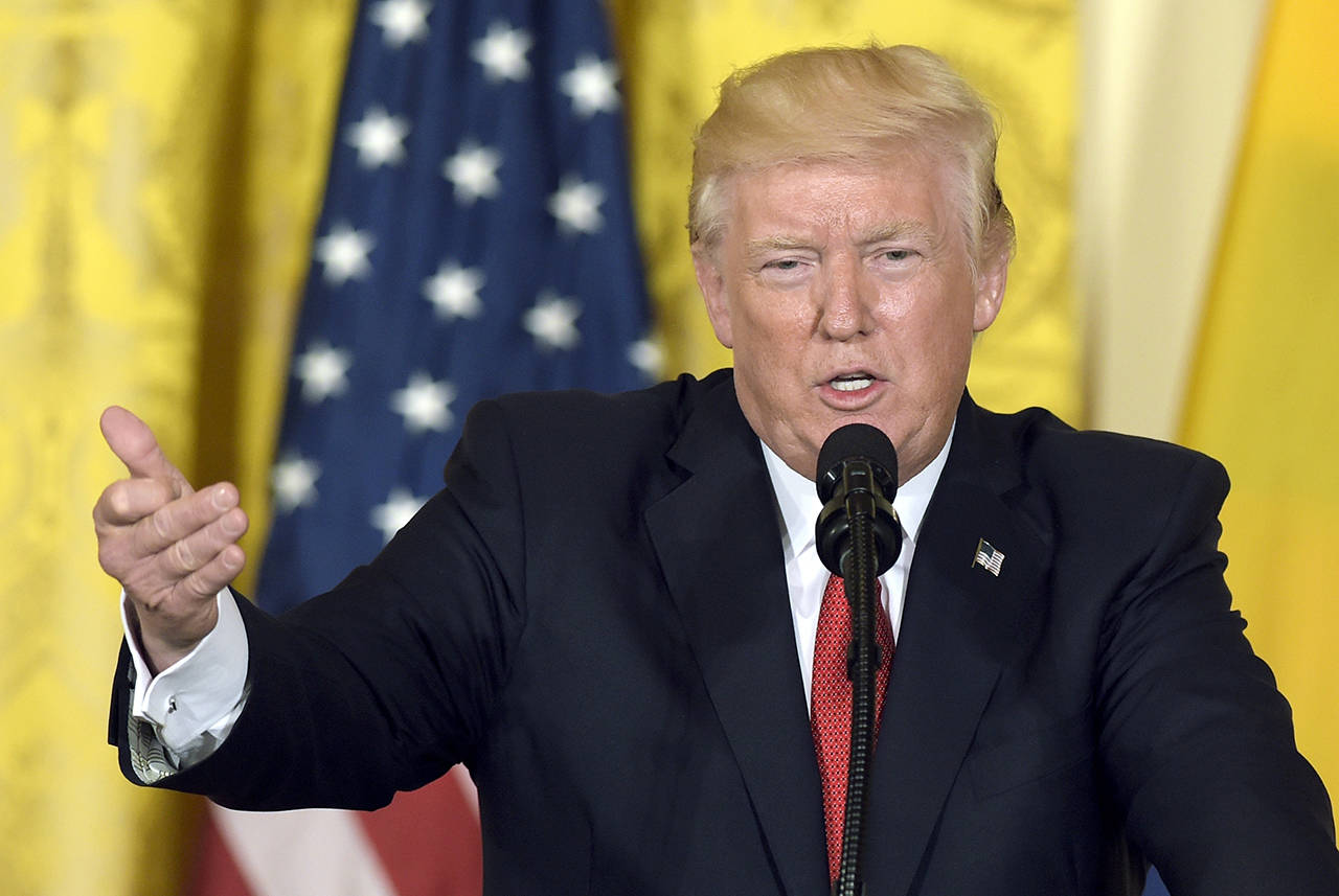 In this May 18 photo, President Donald Trump speaks in the East Room of the White House in Washington. (AP Photo/Susan Walsh, File)